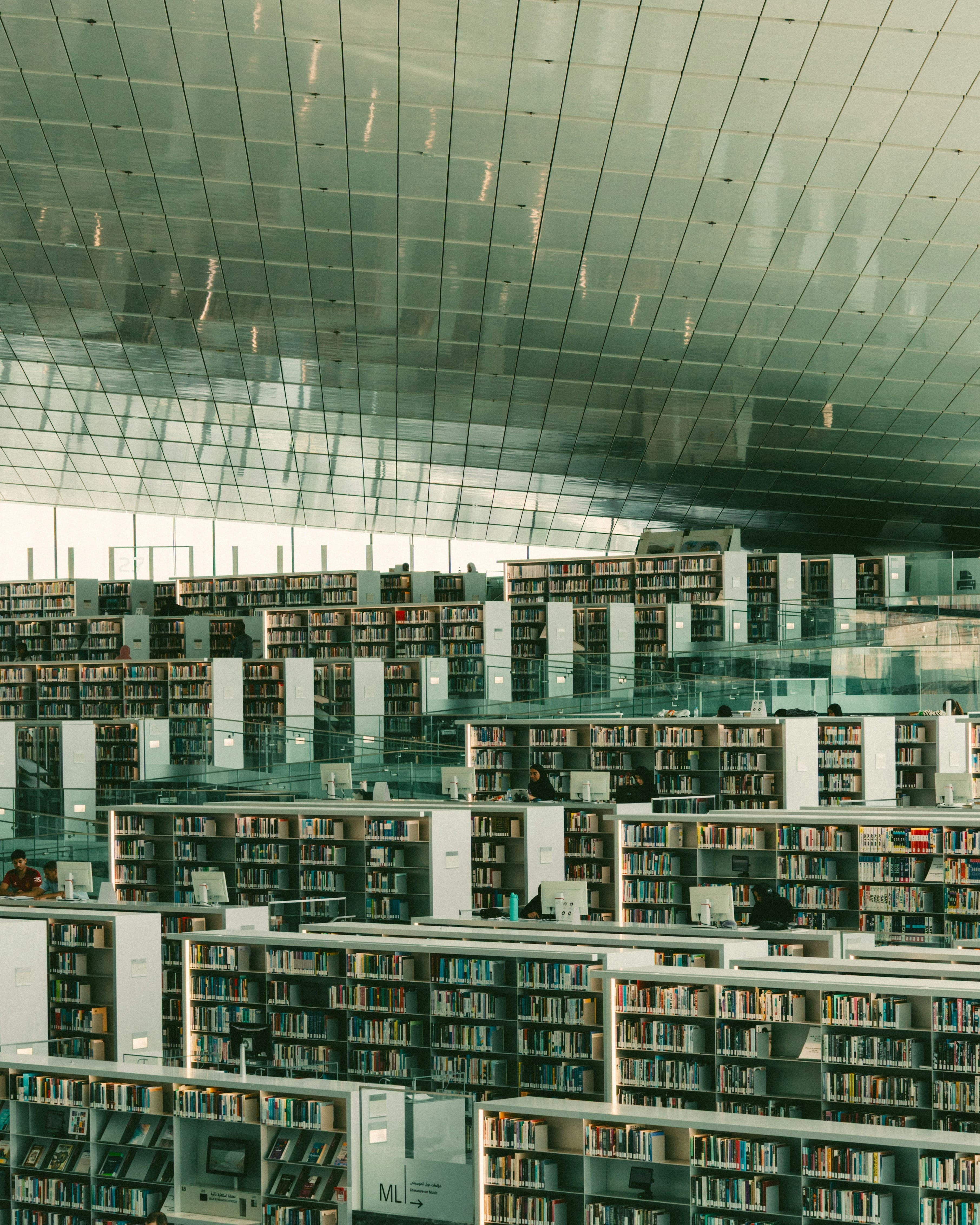 Bild på ett utopiskt bibliotek.